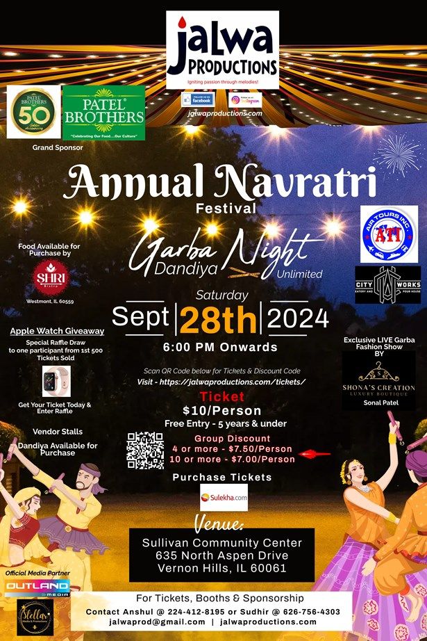 Annual Navratri Garba & Dandiya Night Unlimited In Vernon Hills