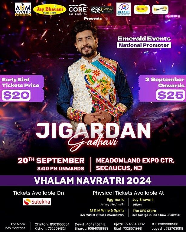 Jigardan Gadhavi Navratri Vhalam 2024 In Secaucus