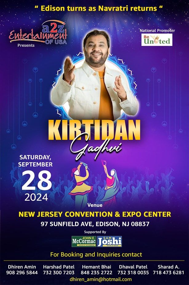 New Jersey Edison Expo Center Garba 2024  Kirtidan Gadhvi