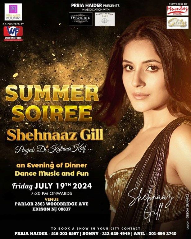 Summer Soiree Shehnaaz Gill Live In New Jersey
