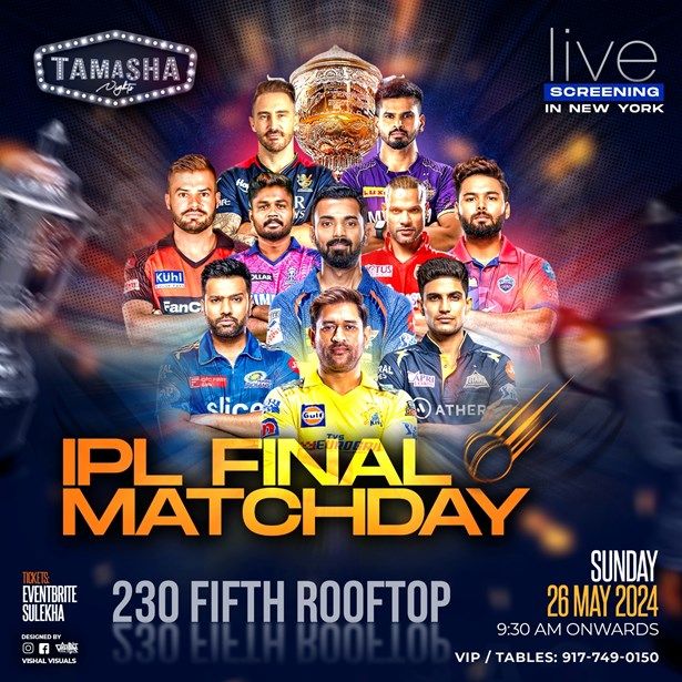 Nyc Ipl Finals Watch Party On Big Screen At 230 Fifth Rooftop
