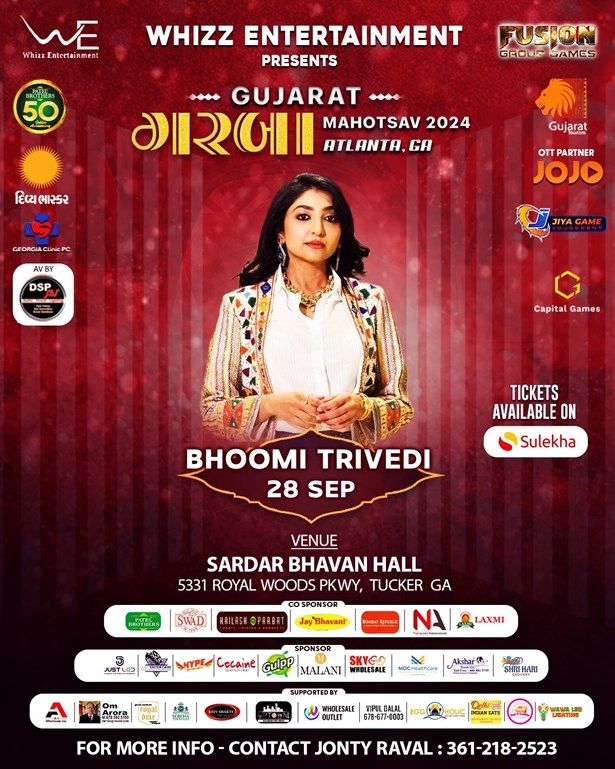 Gujarat Garba Mahotsav Atlanta 2024 With Bhoomi Trivedi